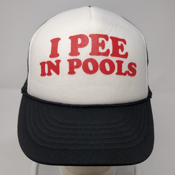 I Pee In Pools Snapback Trucker Hat Black OS Adjustable Rope Mesh Back Cobra - Picture 2 of 9